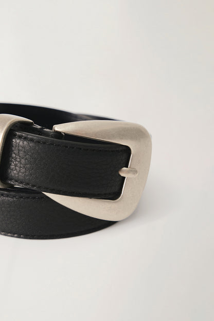NOTHING WRITTEN WESTERN SILVER BELT - BLACK