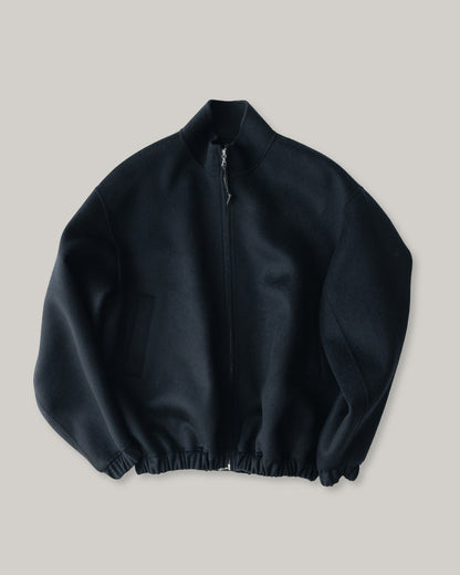 NOTHING WRITTEN LEATHER PLAZA ZIP BLOUSON - DARK NAVY