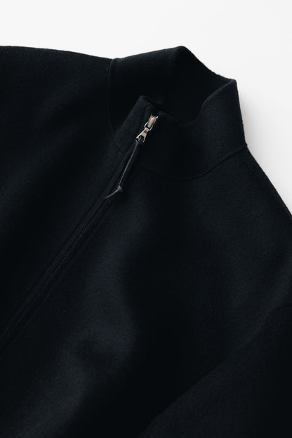NOTHING WRITTEN LEATHER PLAZA ZIP BLOUSON - DARK NAVY