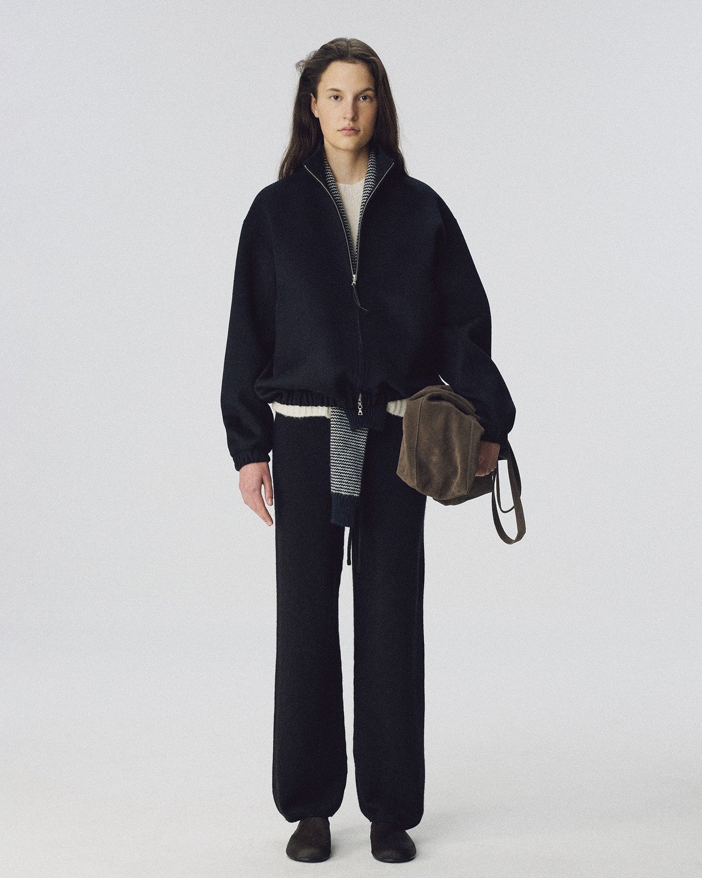 NOTHING WRITTEN LEATHER PLAZA ZIP BLOUSON - DARK NAVY