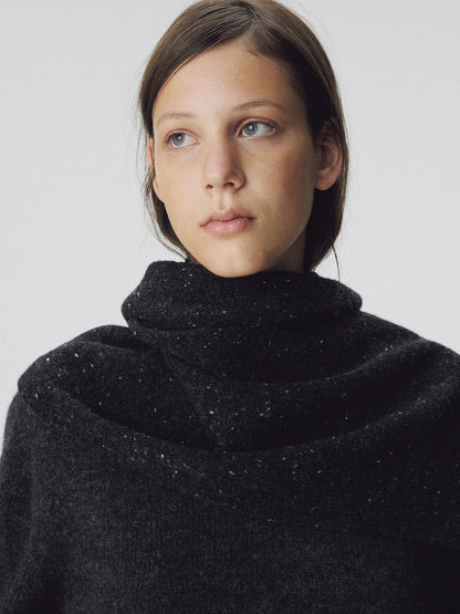 NOTHING WRITTEN NEP YARN MIXED MUFFLER - CHARCOAL