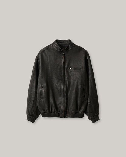 NOTHING WRITTEN LEATHER SINGLE RIDER JACKET - BLACK