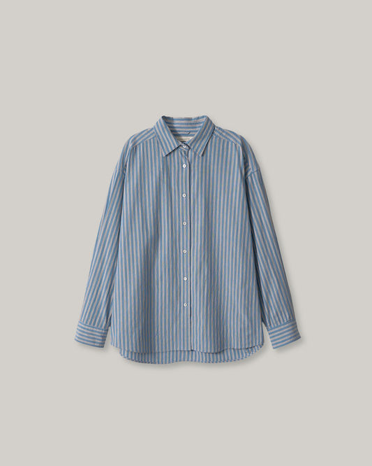 NOTHING WRITTEN METIS COTTON SHIRT - BLUE STRIPE