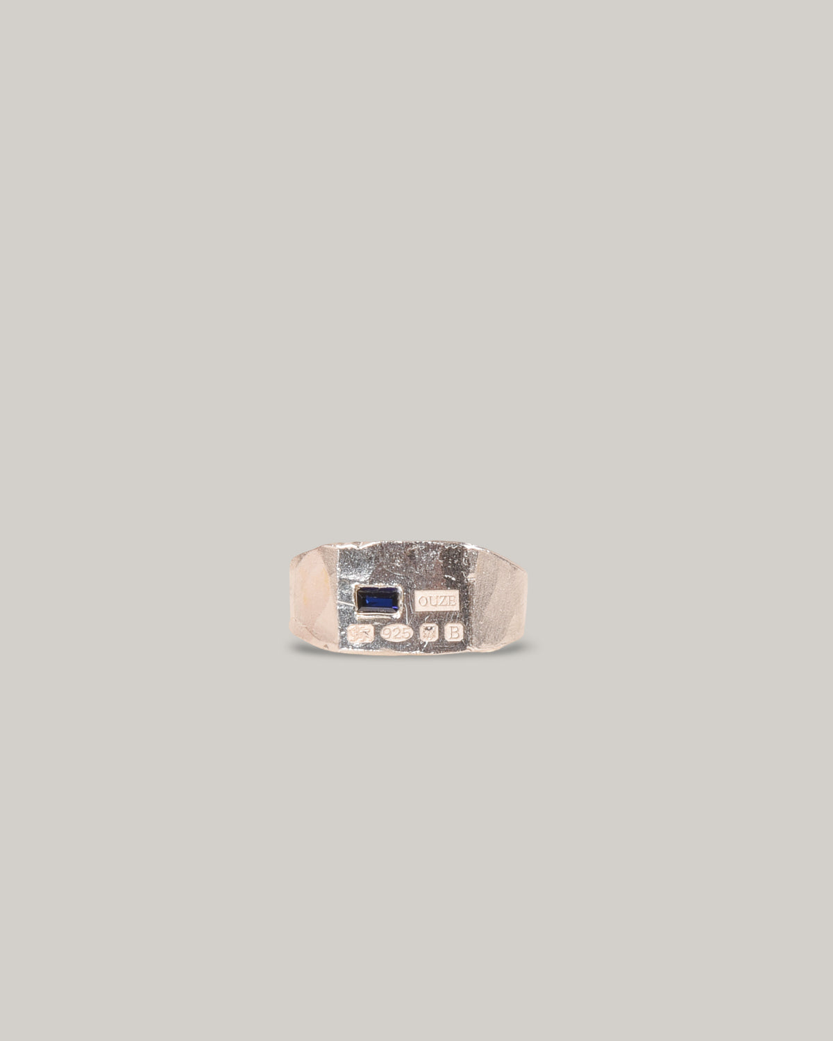 THE OUZE BLUE SAPPHIRE HALLMARK SIGNET - STERLING SILVER