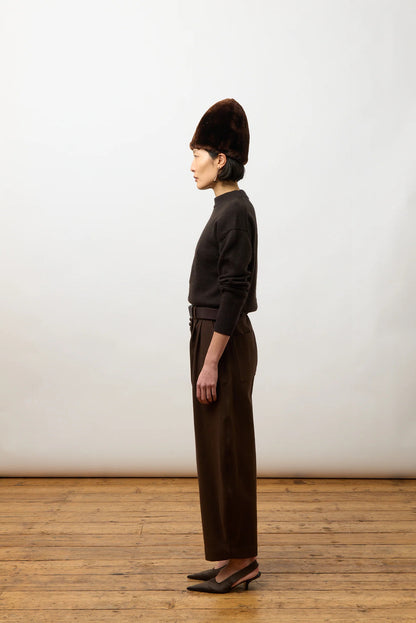 CAWLEY JAPANESE COTTON/ LINEN ROBYN TROUSER - ESPRESSO