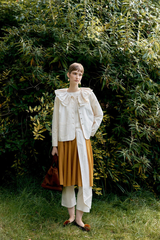 CAWLEY MUGWASHER STRIPE COTTON ROWAN JACKET - APRICOT STRIPE