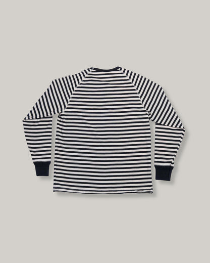 HEIMAT MERINO RAGLAN STRIPE LONG SLEEVE TEE - SCHWARZ/ SEASHELL