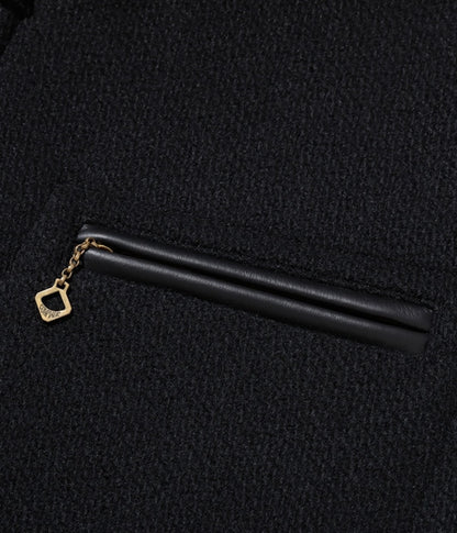 SUGAR CANE WOOL MELTON SPORTS JACKET - BLACK