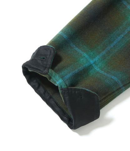 SUGAR CANE 'FICTION ROMANCE' WOOL OMBRE CHECK ZIP SHIRT - GREEN