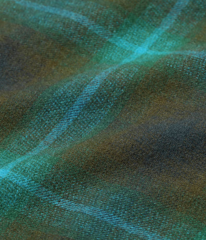 SUGAR CANE 'FICTION ROMANCE' WOOL OMBRE CHECK ZIP SHIRT - GREEN