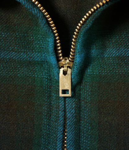 SUGAR CANE 'FICTION ROMANCE' WOOL OMBRE CHECK ZIP SHIRT - GREEN