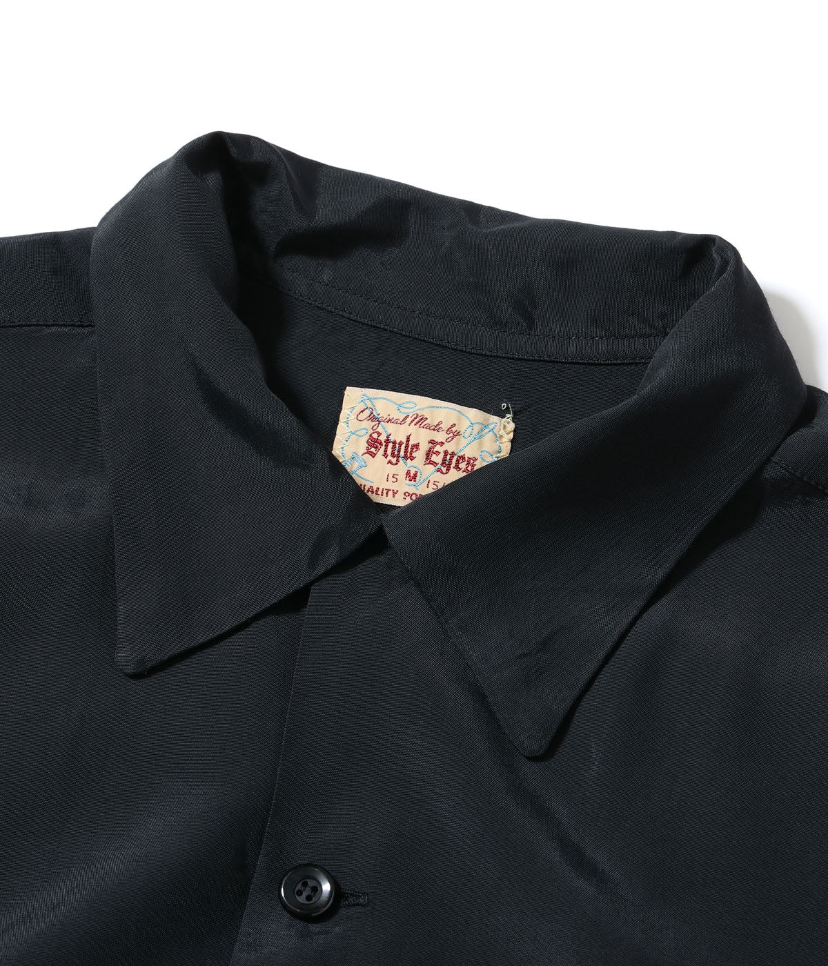 STYLE EYES - PLAIN RAYON BOWLING SHIRT - BLACK