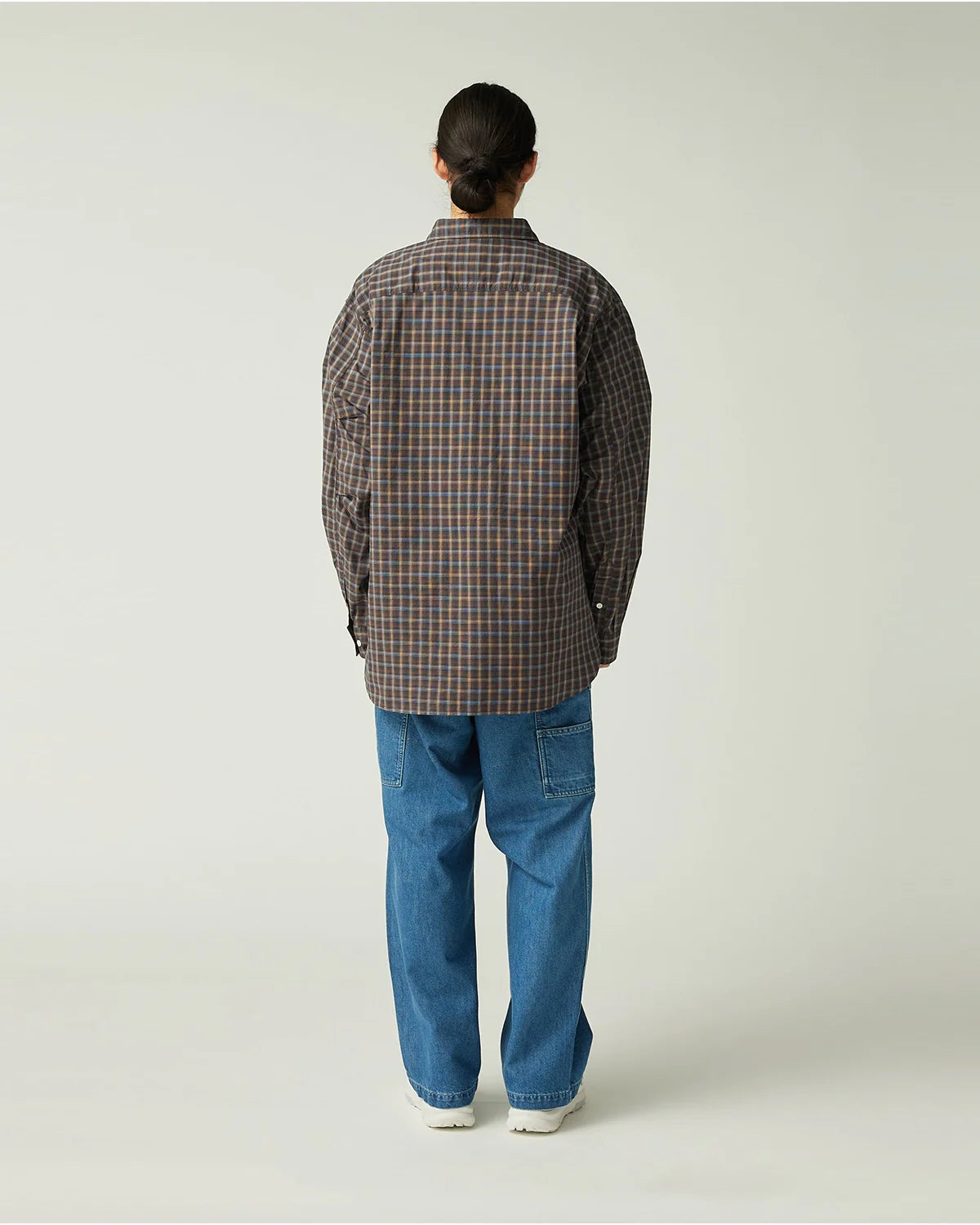 SNOW PEAK ORGANIC COTTON OMBRE CHECK SHIRT - BROWN