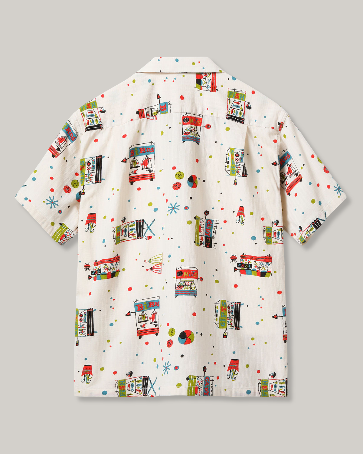 STAR OF HOLLYWOOD DOBBY COTTON OPEN SHIRT "STREET STALL" - OFF - WHITE