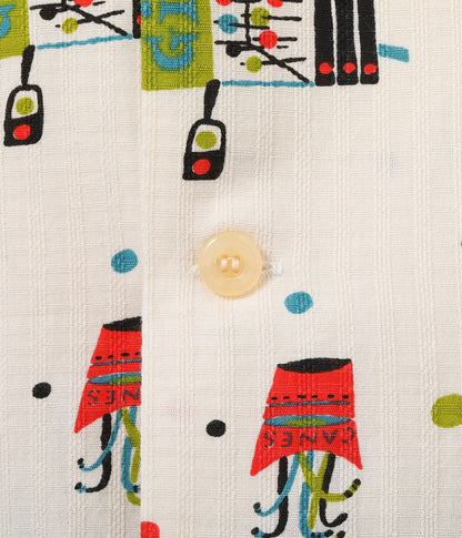 STAR OF HOLLYWOOD DOBBY COTTON OPEN SHIRT "STREET STALL" - OFF - WHITE