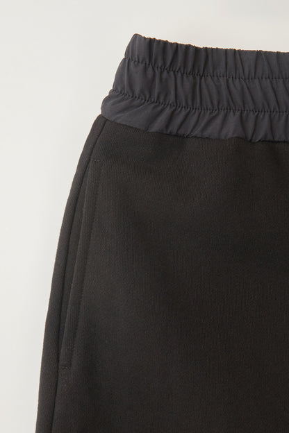 NOTHING WRITTEN DRAWSTRING COTTON MIDI SKIRT - BLACK