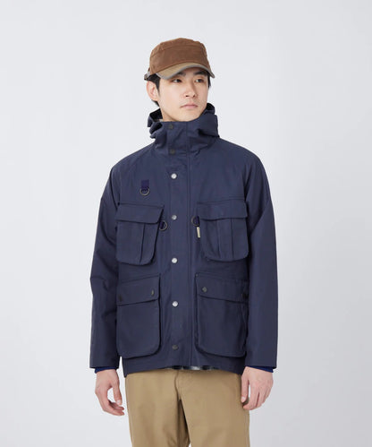 SNOW PEAK TRAD LABEL WAXED COTTON HOODIE - NAVY
