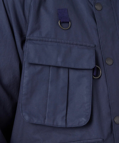 SNOW PEAK TRAD LABEL WAXED COTTON HOODIE - NAVY