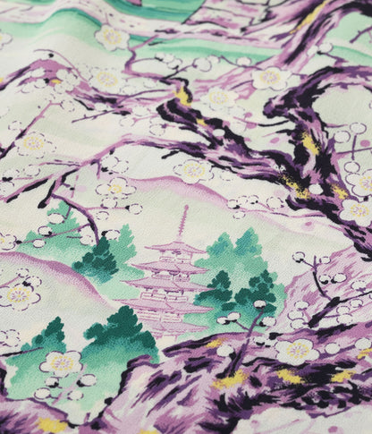 SUN SURF RAYON HAWAIIAN SHIRT “SCENERY OF JAPAN" - GREEN