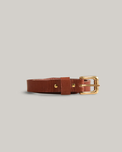 STEVE MONO BRASS BUCKLE BELT 005 - COGNAC