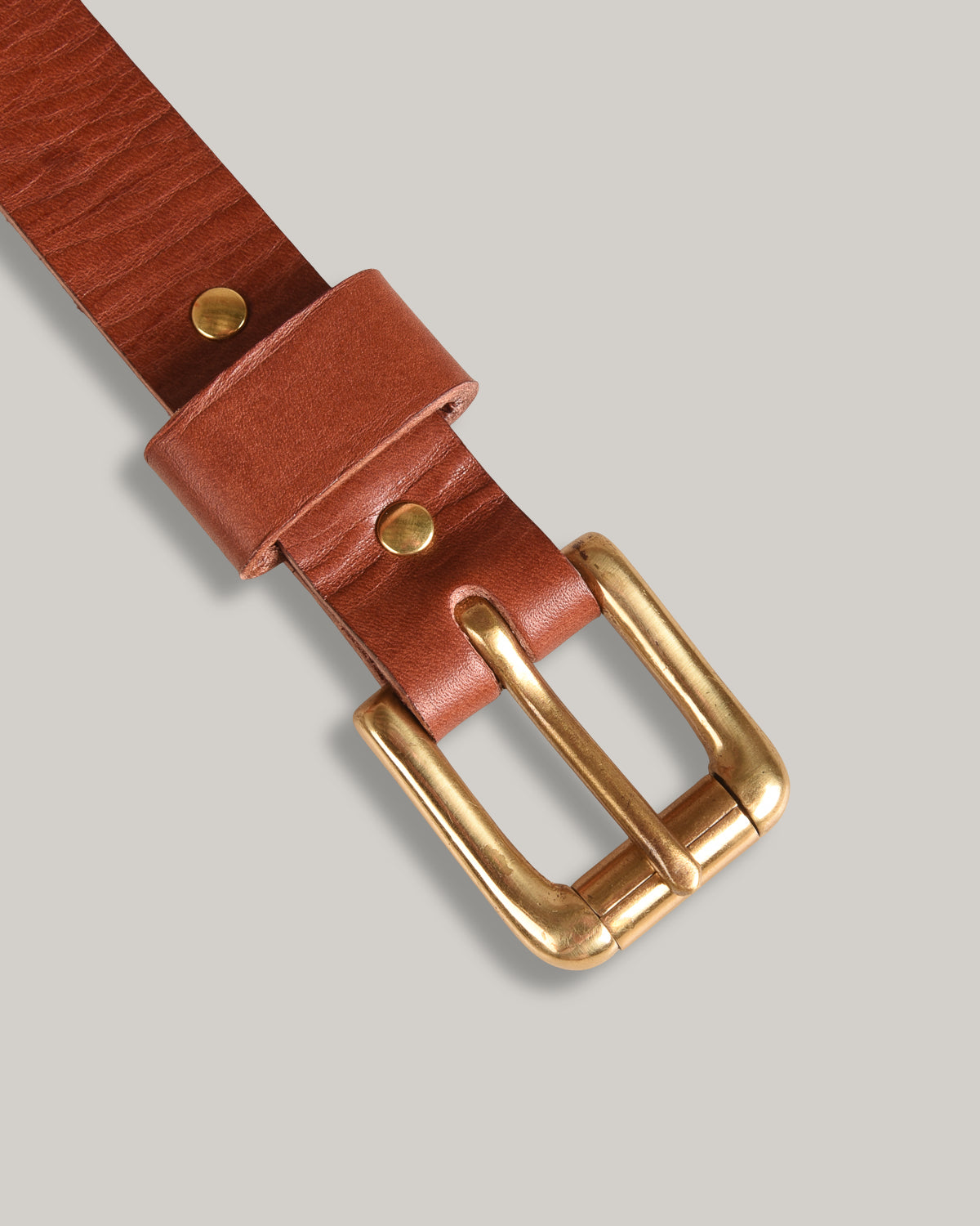 STEVE MONO BRASS BUCKLE BELT 005 - COGNAC