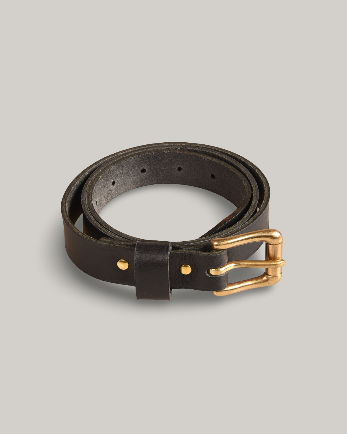 STEVE MONO BRASS BUCKLE BELT 005 - BLACK