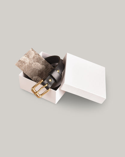 STEVE MONO BRASS BUCKLE BELT 005 - BLACK