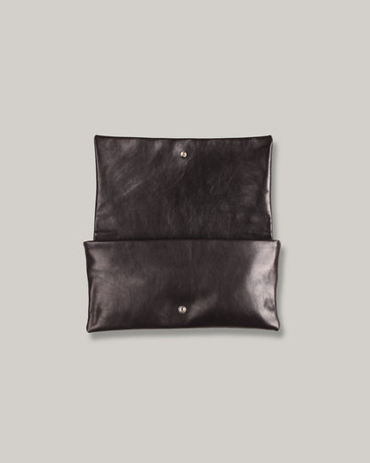 STEVE MONO SOFT LEATHER BAG - LARGE - BLACK