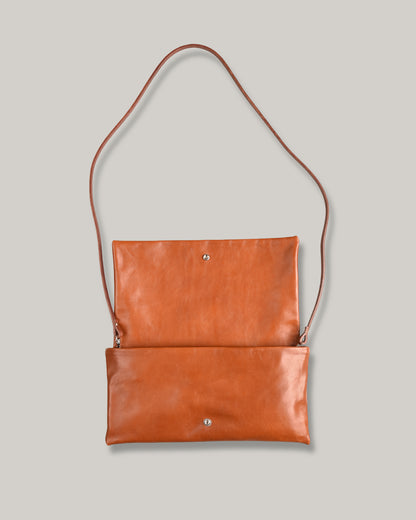 STEVE MONO SOFT LEATHER BAG - LARGE - COGNAC