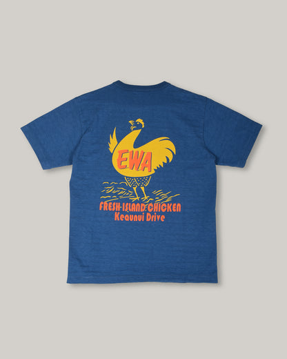 SUN SURF SLUB YARN TEE 'FRESH ISLAND CHICKEN' - NAVY