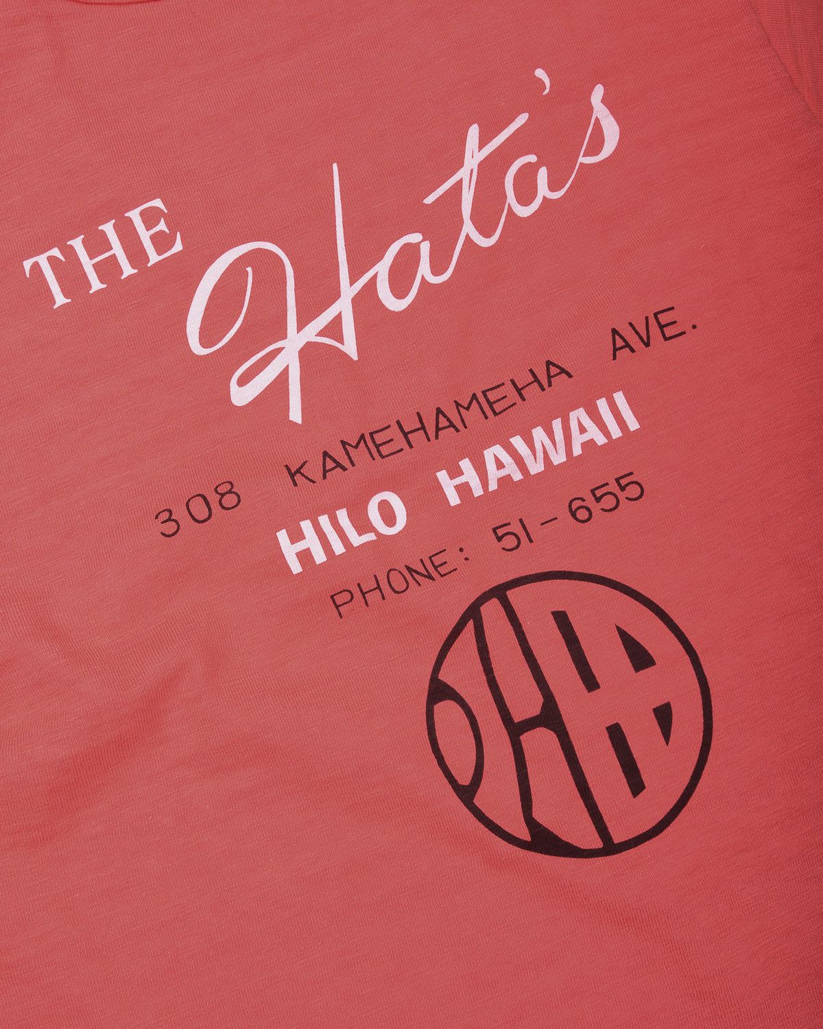 SUN SURF SLUB YARN TEE 'HATA SHOTEN LOGO' - RED