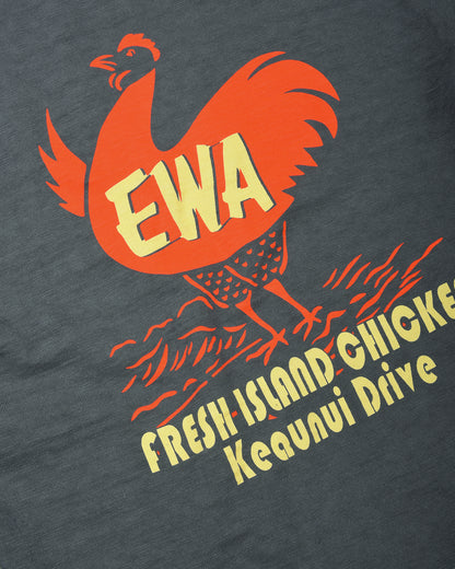 SUN SURF SLUB YARN TEE 'FRESH ISLAND CHICKEN' - BLACK