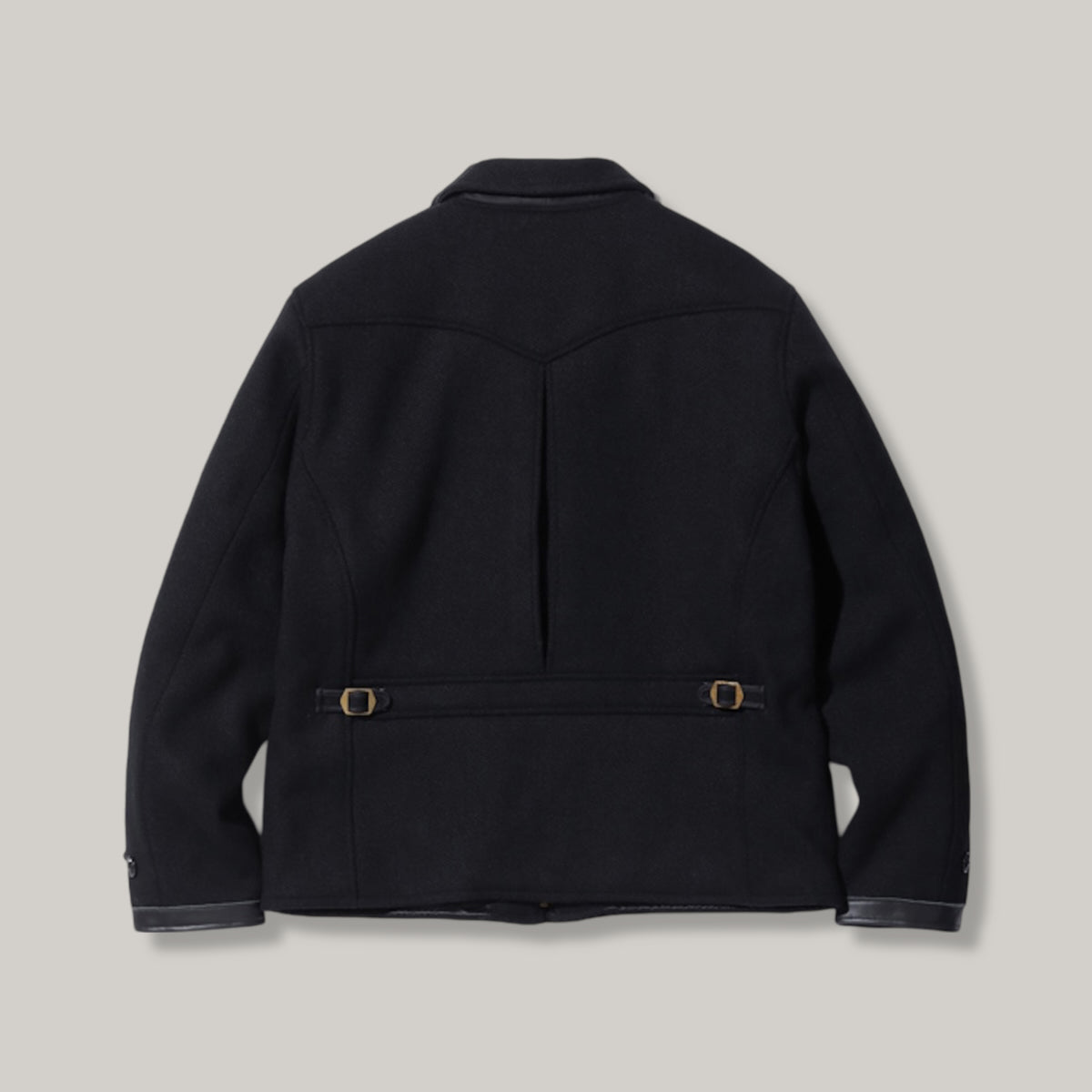 SUGAR CANE WOOL MELTON SPORTS JACKET - BLACK