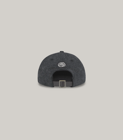 KNICKERBOCKER SCRIPT VIRGIN WOOL CAP - CHARCOAL