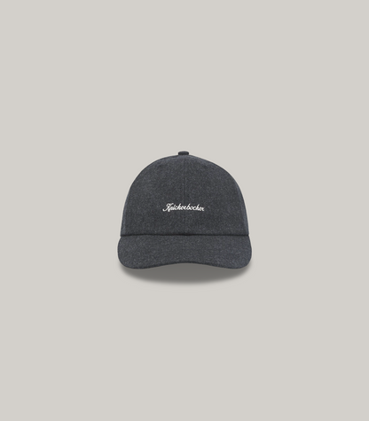 KNICKERBOCKER SCRIPT VIRGIN WOOL CAP - CHARCOAL