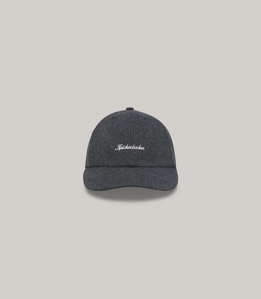 KNICKERBOCKER SCRIPT VIRGIN WOOL CAP - CHARCOAL