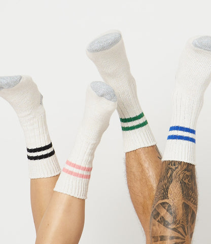 MERZ B SCHWANEN RECYCLED COTTON STRIPED SOCKS - NATURE/ SWAN BLUE