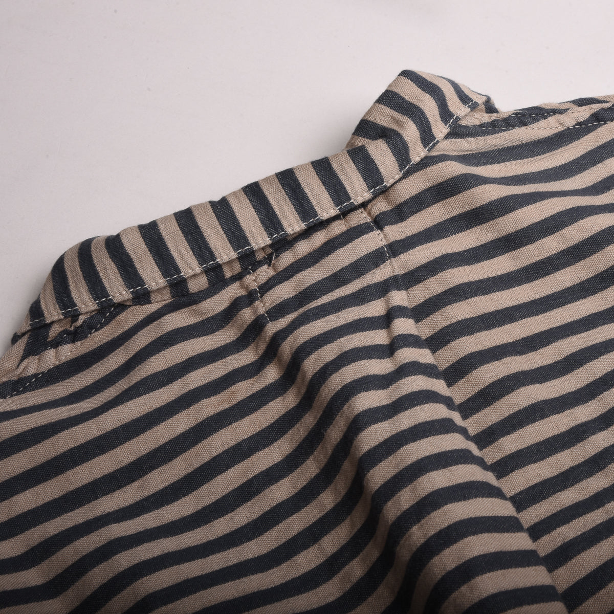 TENDER ARGYLE CHEST POCKET SHIRT - COTTON TABLECLOTH STRIPE - COFFEE DYED