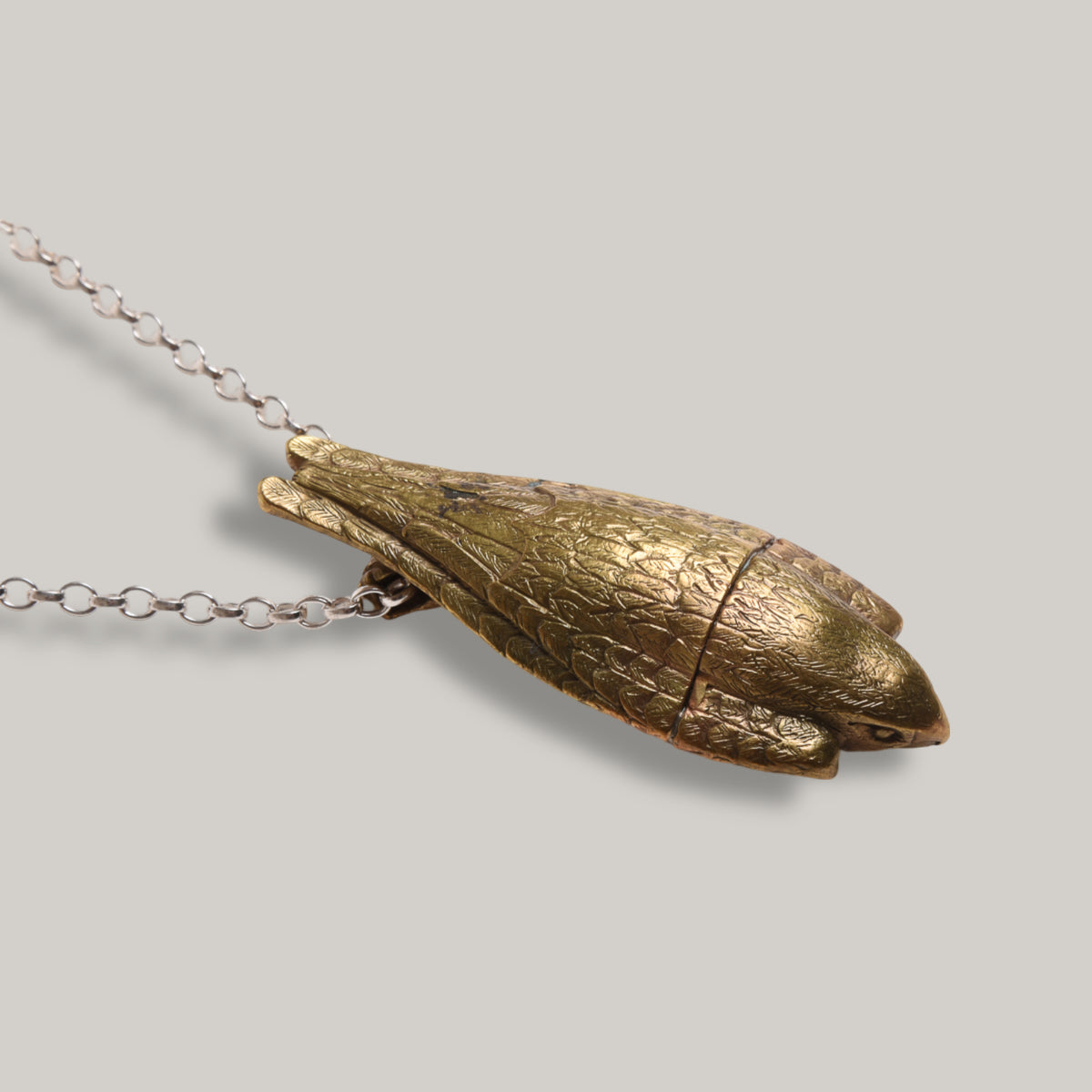 TENDER PEREGRINE FALCON WHISTLE NECKLACE - BRASS AND .925 SILVER