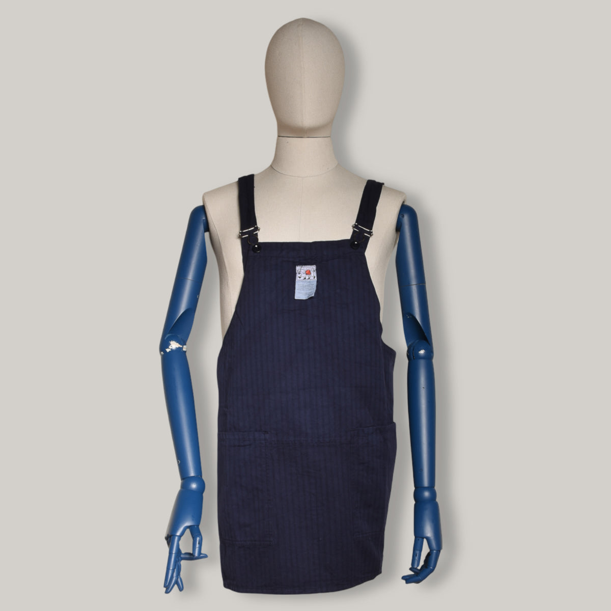 TENDER CROSSOVER STUDIO APRON - HADAL BLUE COTTON TICKING STRIPE