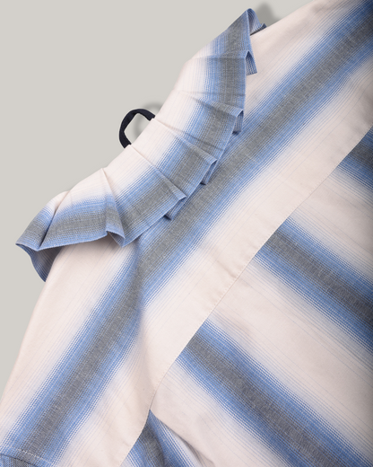 WORK WORKS WOMENS PLEATED WORK SHIRT - BLUE CHECK