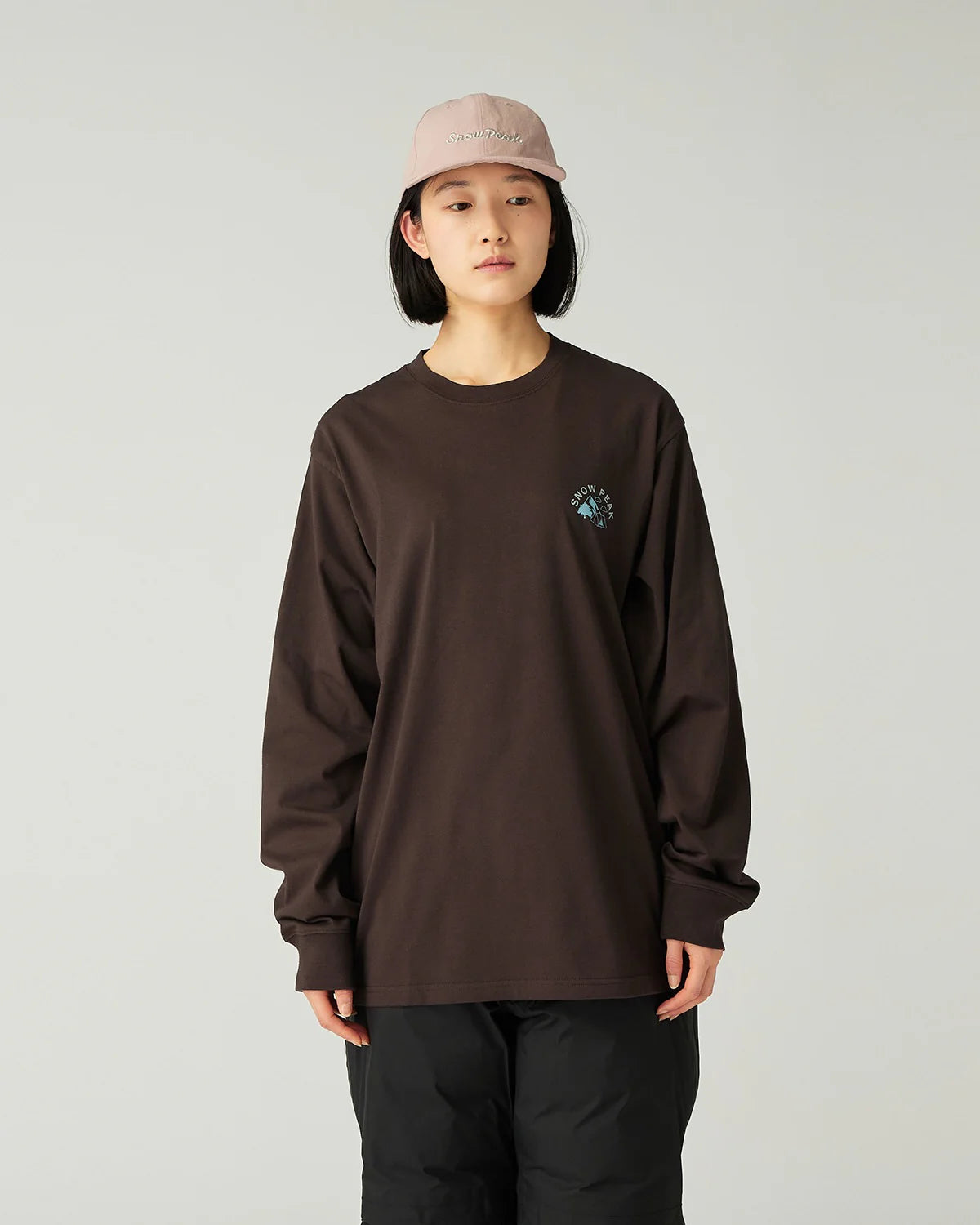 SNOW PEAK LIVING WITH NATURE L/S T-SHIRT - DARK BROWN