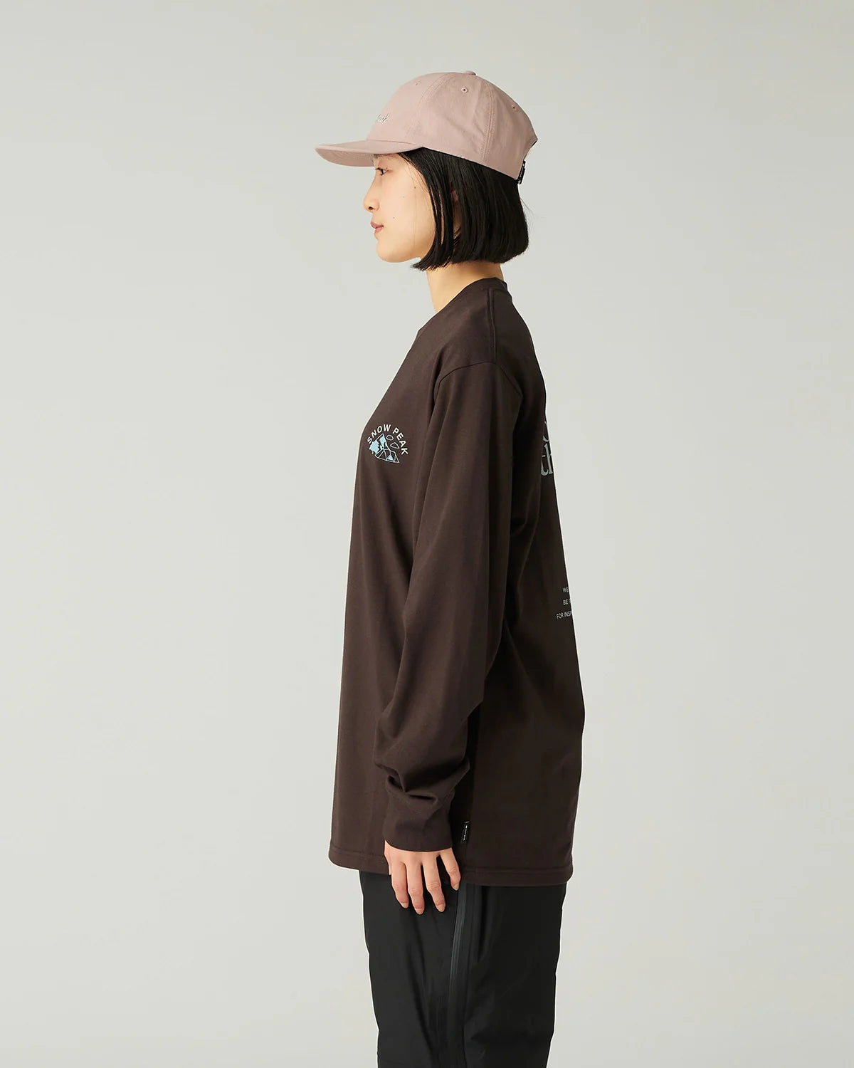 SNOW PEAK LIVING WITH NATURE L/S T-SHIRT - DARK BROWN