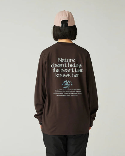 SNOW PEAK LIVING WITH NATURE L/S T-SHIRT - DARK BROWN