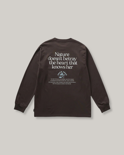 SNOW PEAK LIVING WITH NATURE L/S T-SHIRT - DARK BROWN