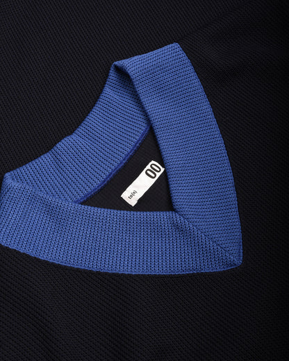 TS(S) JERSEY COLOURED V-COLOUR NECK DRESS - NAVY
