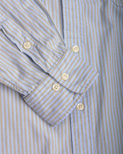 TS(S) GARMENT DYE BLOCK STRIPE BAGGY FIT SHIRT - BLUE