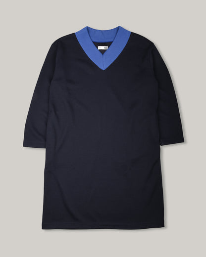 TS(S) JERSEY COLOURED V-COLOUR NECK DRESS - NAVY