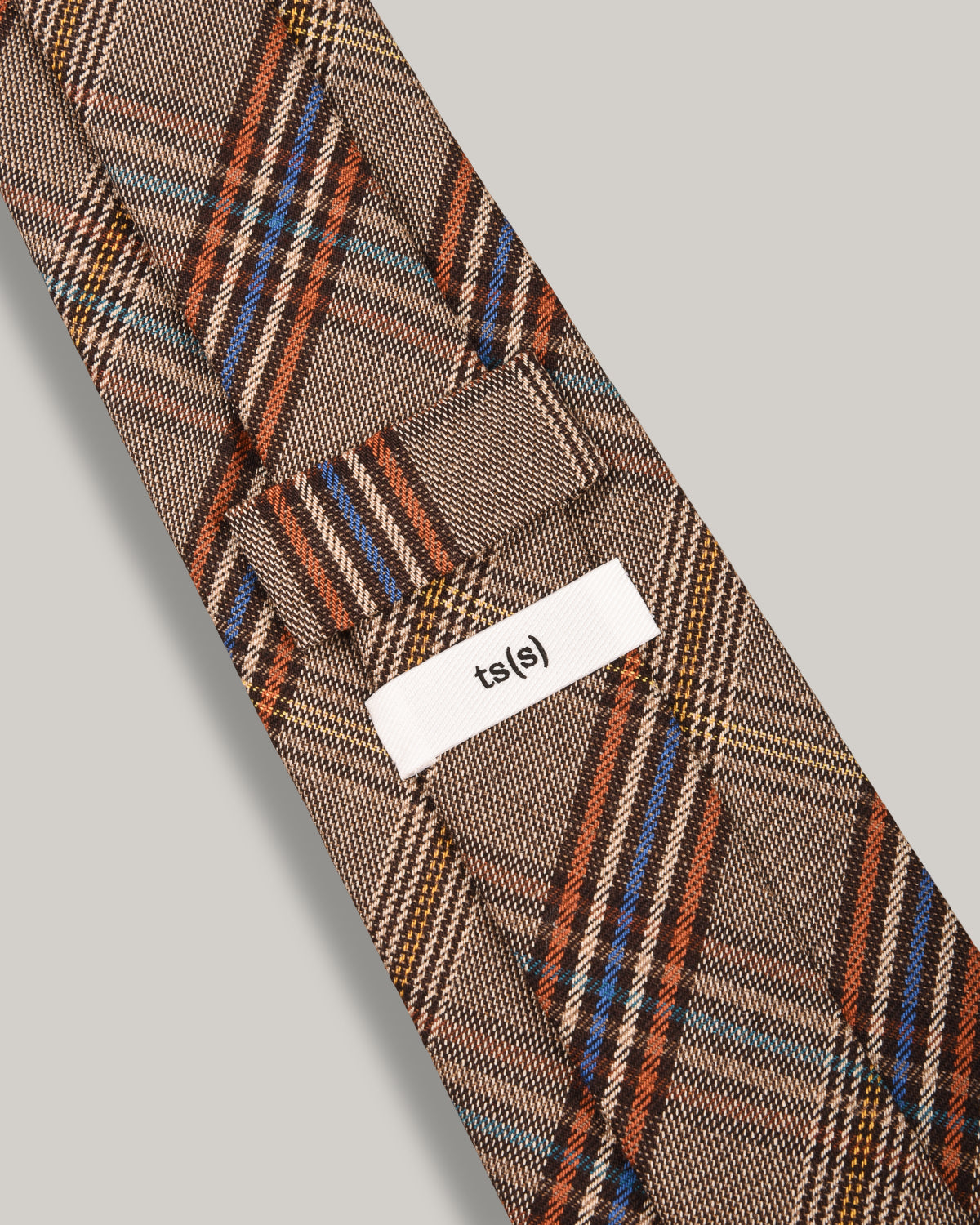 TS(S) GLEN PLAID VISCOSE/ WOOL CLOTH NECK TIE - KHAKI