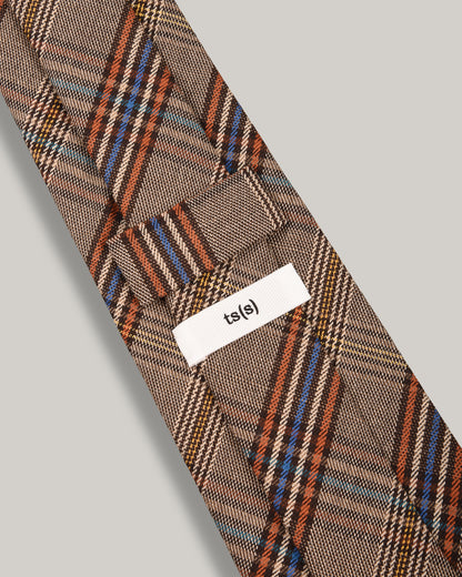 TS(S) GLEN PLAID VISCOSE/ WOOL CLOTH NECK TIE - KHAKI